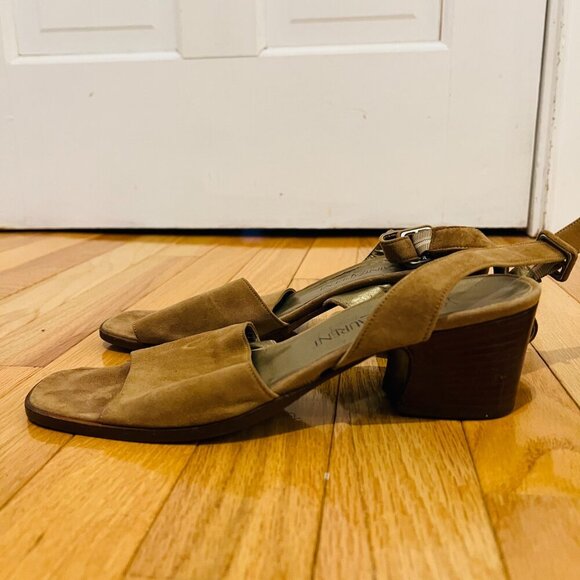 Yves Saint Laurent Gold Brown Suede Sandals Ladies YSL 7.5 Ballet Heel - Picture 5 of 16